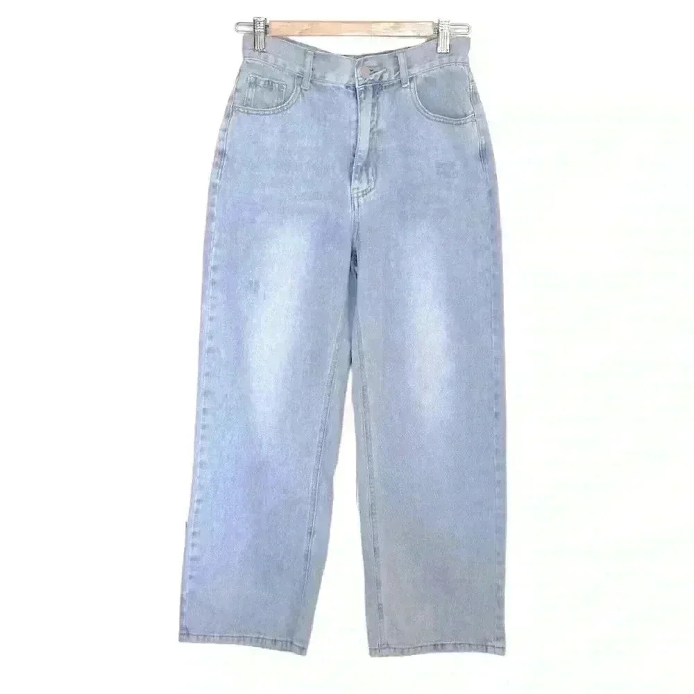 NWOT Petal + Pup Wide Leg Cropped Distressed Jeans | Light Wash | SZ 6‎